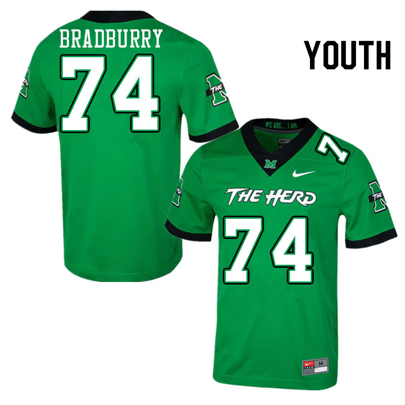 Youth #74 Chris Bradburry Marshall Thundering Herd College Football Jerseys Stitched Sale-Green - Click Image to Close
